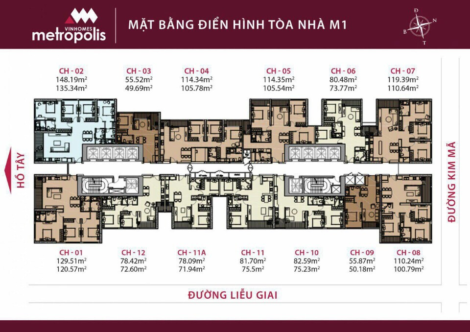 mặt bằng t&ograve;a m1 metropolis